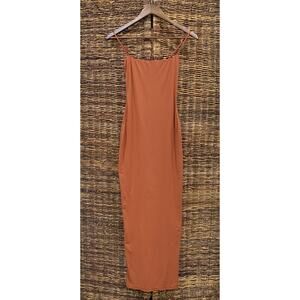 SKIMS Long Slip Dress sz XS Fits Everybody Bronze Cami Maxi Stretch Soft Lounge